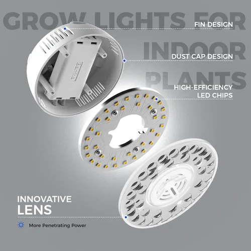 Miniatura 8 de Barrina Orbgrow OG09 Puck - Luz LED de crecimiento, 5000K 9W (equivalente a 135 vatios), luces de plantas para plantas de interior de espectro