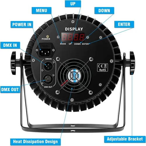 Miniatura 6 de U`King Luces de escenario, 18 x 18 W RGBW 4 en 1 LED DJ Par puede luz con efecto estroboscópico/lavado de escenario por DMX512 y iluminación