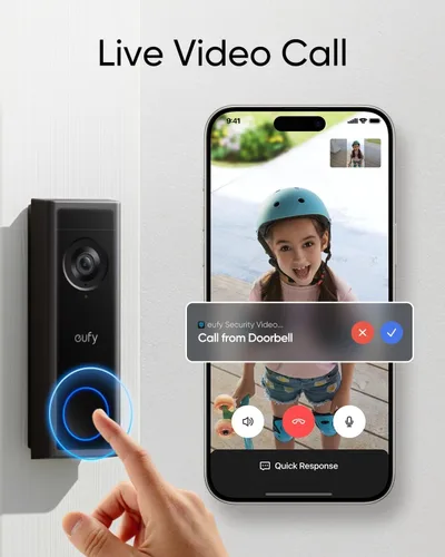 Miniatura 6 de eufy Security Cámara de Timbre de Video C31, Paquete de Batería Recargable Extra, 2K FHD, Opciones de Alimentación Dual, Llamada de Video en Vivo