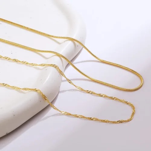 Miniatura 5 de ASCOMY Collares en capas para mujer, delicado collar de oro de 14 quilates chapado en oro de espiga para mujer, collar de cruz de perlas, clip