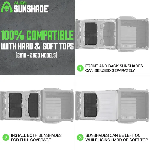 Miniatura 6 de Alien Sunshade Parasol para Jeep Gladiator negro (2018-2023), accesorios para Jeep Gladiator, parasol de malla delantera y trasera, parte superior
