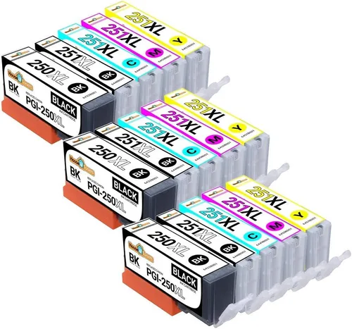 Miniatura 2 de Houseoftoners Cartucho de tinta remanufacturado para Canon PGI-250 y 251XL de alto rendimiento de repuesto para Canon 250 y 251XL Pixma MP530