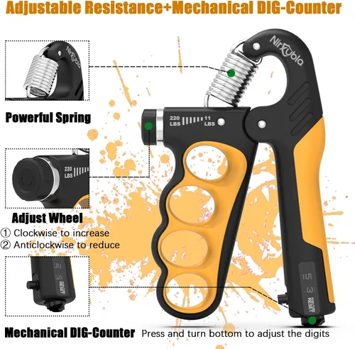 Miniatura 2 de Entrenador fortalecedor de agarre de mano, resistencia ajustable, 11 LBS-220 libras, fortalecedor de antebrazo, exprimidor de mano con contador