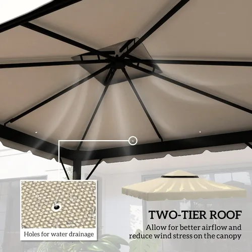 Miniatura 4 de Outsunny - Reemplazo de toldo para gazebo de 10 x 10 pies, cubierta superior con techo doble ventilado para marco Outsunny de 9.7 x 9.7 pies
