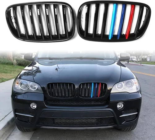 Miniatura 12 de X5 E70 - Rejilla de riñón de color negro brillante M para BMW X5 E70 X6 E71 2007-2014 (láminas dobles de color M)