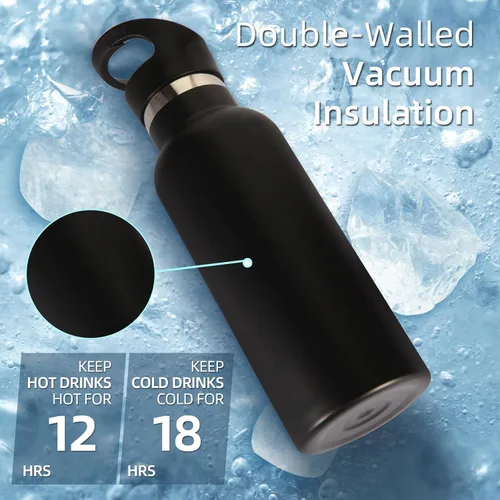 Miniatura 4 de Volhoply Botella de agua aislada para niños de 17 onzas, botellas de agua de acero inoxidable con tapa con pajilla, botella de agua de metal al