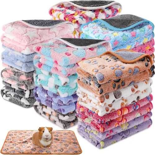 Newwiee 20 Piezas Manta de Vellón Impermeable para Mascotas Pequeñas Lavable a Granel Ropa de Cama para Jaula de Animales Pequeños Cobaya Cachorro