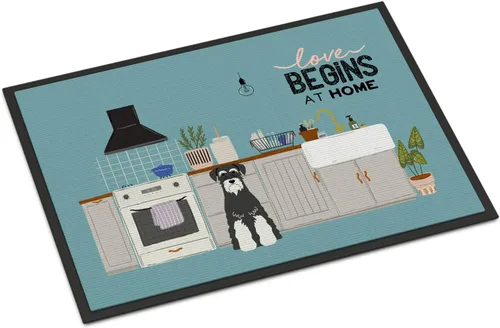 Caroline's Treasures CK7737MAT - Felpudo estándar Schnauzer para puerta delantera, 18 x 27 pulgadas, para interiores y exteriores, para entrada,