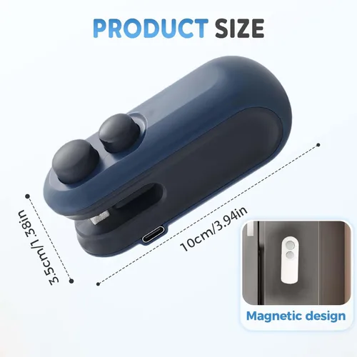 Miniatura 6 de Mini sellador de bolsas, sellador 2 en 1 actualizado 2025 con cortador e imán, sellado térmico de bolsa de chips recargable por USB, máquina