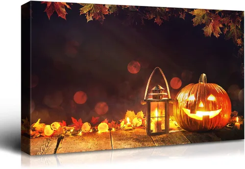 Miniatura 55 de Denozer - Pintura artística de pared de Halloween, impresión artística sobre lienzo para dormitorio, sala de estar, decoración de pared del hogar