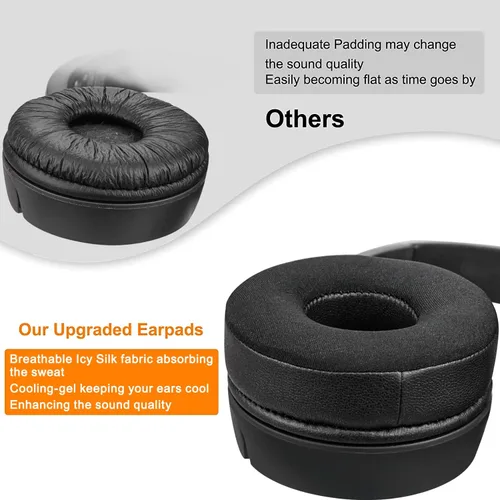 Miniatura 4 de SOULWIT Almohadillas de gel refrescante de repuesto para JBL Tune 450BT/Tune 460BT/Tune 500BT/Tune 510BT/Tune 520BT/Tune 530BT/JR 300BT/JR Negro