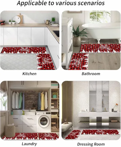 Miniatura 6 de Tapete de baño de Navidad para bañera, antideslizante, de secado rápido y absorbente, con tierra de diatomeas, fregadero de cocina, lavable, tapete