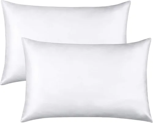 Miniatura 13 de FLXXIE Paquete de 2 fundas de almohada estándar de satén con cremallera para cabello y piel, sedosas y súper suaves (20 x 26 pulgadas), fundas
