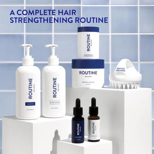 Miniatura 7 de Routine Wellness Bundle - Juego de champú y acondicionador para cabello fino, dos sueros para la salud del cuero cabelludo, suplemento