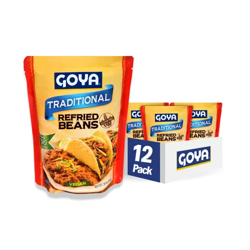 Goya Foods - Bolsa tradicional de frijoles pintos refritos, 15 onzas (paquete de 12)