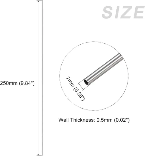 Miniatura 2 de METALLIXITY Tubo de acero inoxidable 316 (0.276 in de diámetro x 0.020 in de pared T x 9.843 in de largo), tubo recto - para muebles del hogar