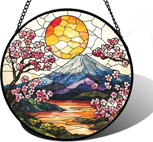 Miniatura 28 de DASTOLL Colgante de vidrio emplomado para ventana, diseño de lirio del valle, mariposa, atrapasol para puertas, hogar, atrapasoles decoración
