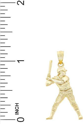 Miniatura 2 de Charm America - Gold Baseball PlayerBatter Charm - 10 Karat Solid Gold
