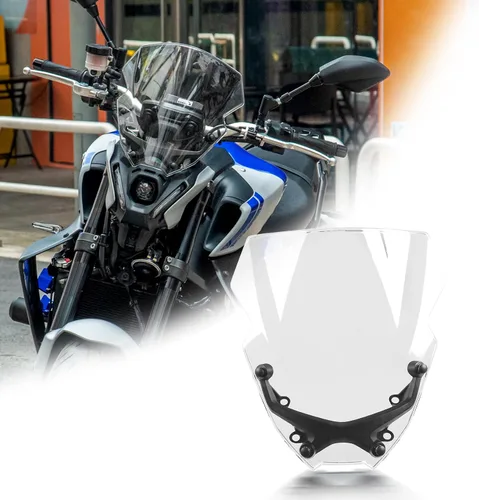 Miniatura 10 de Parabrisas de motocicleta de 12 pulgadas para MT09 MT-09/SP FZ09 2021 2022 2023 deflector de viento delantero con soporte de montaje, negro