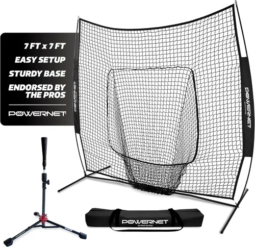 Miniatura 7 de PowerNet Baseball Softball Practice Net 7x7 with Baseball Accessories for Practice Pitching, Batting & Fielding, Ball Caddy, Weighted Baseballs, Tee