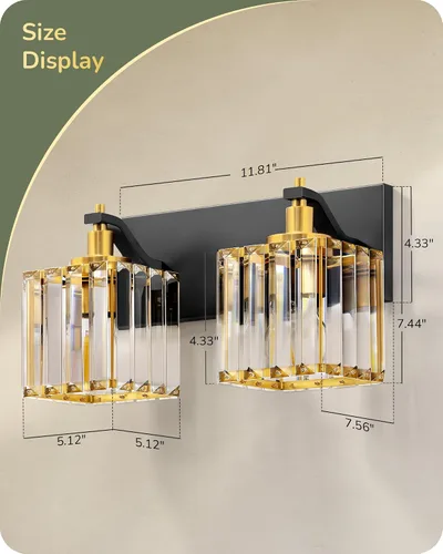 Miniatura 6 de EDISHINE Lámparas de baño, accesorios de iluminación de tocador de baño de cristal sobre el espejo, 2 luces de tocador para baño, tocador, base E26