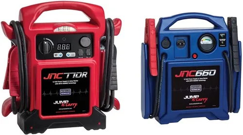Clore Automotive Jump-N-Carry JNC770R arrancador de puente de 12 voltios, con pico de 1700 A, calidad premium, paquete, color rojo