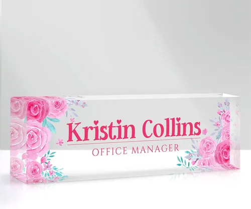 Miniatura 13 de Placa de nombre personalizada para escritorio, placa de nombre personalizada en cristal acrílico transparente, regalos de agradecimiento para Tinta