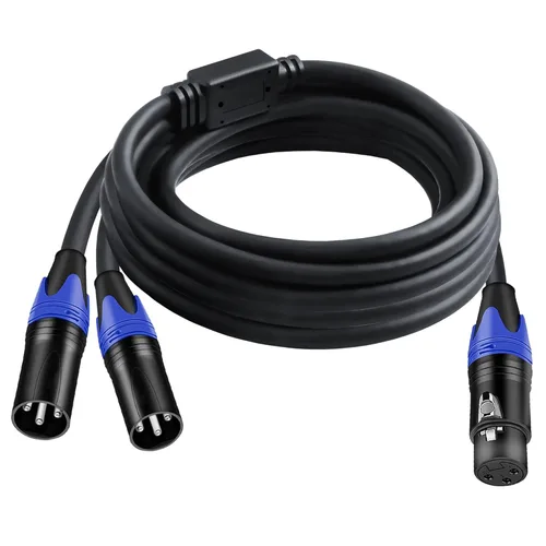 Miniatura 12 de Cable divisor XLR, cable de conexión en Y de 1 hembra a 2 machos, cable divisor de micrófono equilibrado, adaptador de audio (11.8 pulgadas)