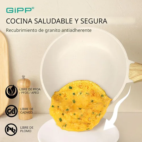 Miniatura 3 de GiPP Juego de ollas y sartenes antiadherentes de granito blanco, utensilios de cocina de inducción antiadherentes, juego de sartenes de cocina