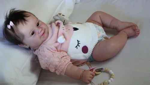 Miniatura 3 de Angelbaby Muñecas de bebé Reborn realistas de silicona de cuerpo completo de 20 pulgadas, hechas a mano, muñeca de bebé realista Sweet Smile recién