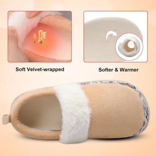 Miniatura 3 de Scurtain Pantuflas tipo mocasín para mujer, cómodas y cómodas botas de invierno con suela de goma cómoda