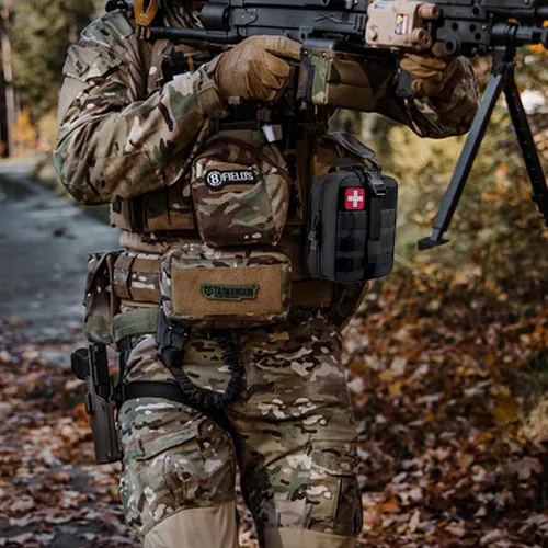 Miniatura 4 de IFAK Kit de trauma, kit de primeros auxilios médicos militares, sangrado, bolsa de supervivencia de emergencia contra errores para campamento, Negro