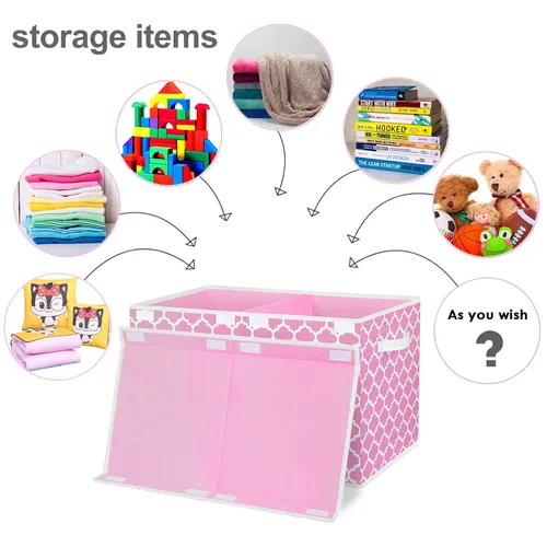 Miniatura 7 de homyfort Caja de juguetes para niñas, niños – Organizadores grandes de cofre de juguetes y cajas de almacenamiento con tapa abatible y divisor