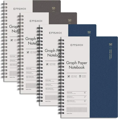 Miniatura 18 de EMSHOI Cuaderno de espiral de papel cuadriculado de 7.48 x 10.15 pulgadas, paquete de 2 cuadernos de 320 páginas B5 con notas adhesivas, papel