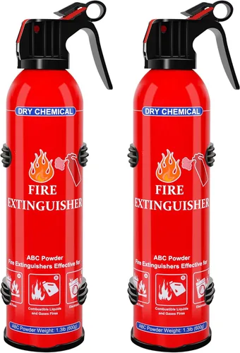 ABC Dry Chemical Extintor de incendios de 2 unidades – Extintor de incendios doméstico para montaje en pared para cocina, hogar, barco, casa rodante