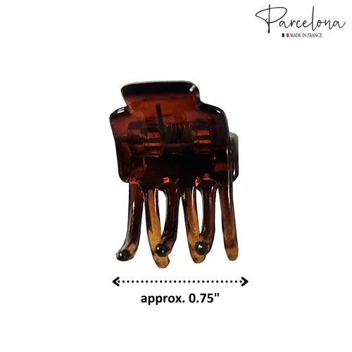 Miniatura 7 de Parcelona Pinzas para el pelo de la mandíbula del acetato de celuloide transparente de la mini tortuga marrón negro francés