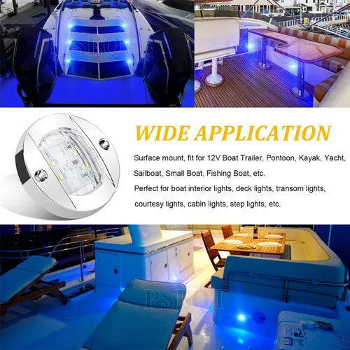 Miniatura 4 de PSEQT Luces LED marinas para cubierta de barco, popa de cortesía interior pontón ancla, luz impermeable para barcos, pesca nocturna, kayak, yate, 4