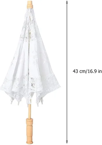 Miniatura 7 de Taidda Sombrilla de encaje blanco, blanco Victoria para mujeres y niñas, boda bailes fotografía sesiones de fotos colocación paraguas