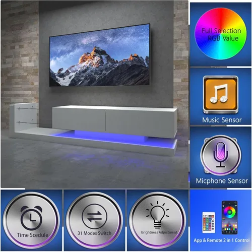 Miniatura 5 de Soporte de TV LED para TV de 55, 65, 75 pulgadas, centro de entretenimiento equipado con dos puertas abatibles, consola de TV de 50, 60, 70