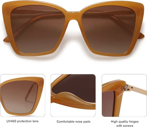 Miniatura 36 de SOJOS Gafas de sol polarizadas de moda para mujer, retro, de gran tamaño, cuadrado, ojo de gato, gafas de sol con protección UV SJ2206