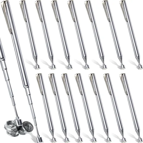 Miniatura 12 de Patelai 48 Piezas Herramienta Magnética Telescópica de Recogida Agarradores Herramientas de Alcance con Clip de Bolsillo 25 Pulgadas Imán de Plateado