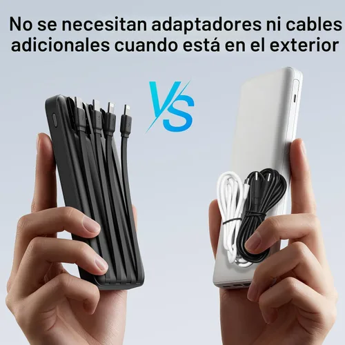 Miniatura 5 de Paquete de 2 cargadores portátiles de 10000 mAh 2026 con 4 cables integrados, paquete de batería PD 20W Travel Essentials, 5 salidas 2 entradas Slim