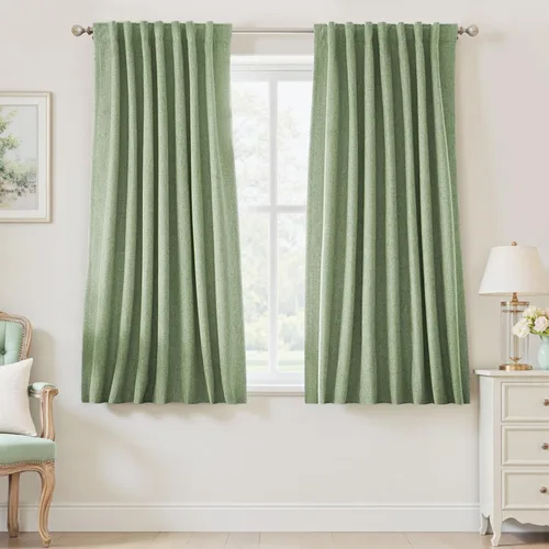 Miniatura 81 de UHITECH - Cortinas opacas beige para sala de estar, cortinas cortas de 35 pulgadas para habitación, cortinas negras para ventanas pequeñas, paneles