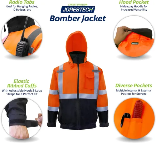 Miniatura 4 de Jorestech- Chaqueta impermeable de alta visibilidad ANSI/ISEA 107-2015 Clase 3, nivel 2. Naranja