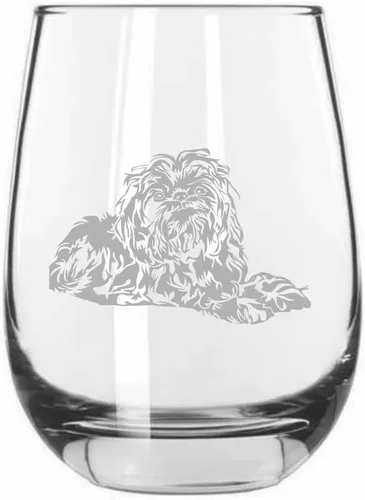 Miniatura 24 de Sakhalin Husky Dog - Copa de vino grabada personalizada de 15.25 onzas sin tallo