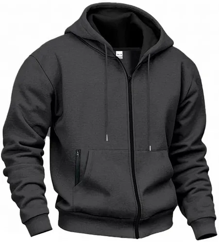 Miniatura 5 de LIZALIG Chaqueta de forro polar con capucha y cremallera completa para hombre con capucha ajustable y bolsillos delanteros seguros