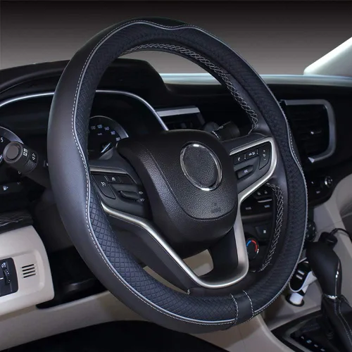 Miniatura 7 de Cubrevolante de imitación de cuero para el volante de auto, 2019, de microfibra, extragrande de 17, 18 y 19 pulgadas para camiones grandes