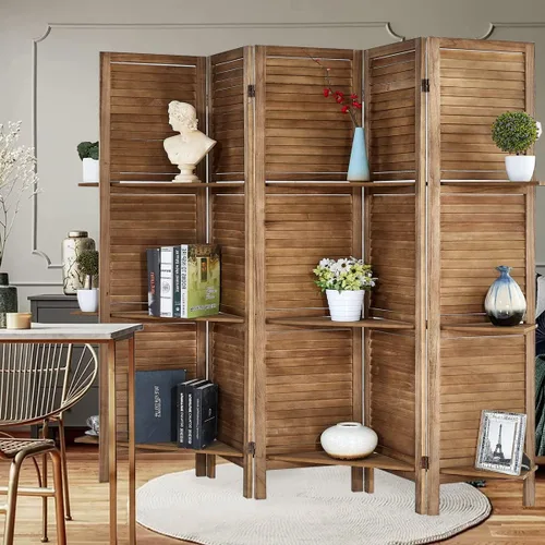 Miniatura 10 de Divisor de habitación con estantes, pantalla de privacidad, separadores de habitación y pantallas de privacidad plegables, separador de separación