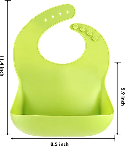 Miniatura 2 de Eascrozn Silicone Bibs for Babies Toddler Set of 3, BPA Free, Soft Adjustable Waterproof Bibs for Feeding Essentials Gris