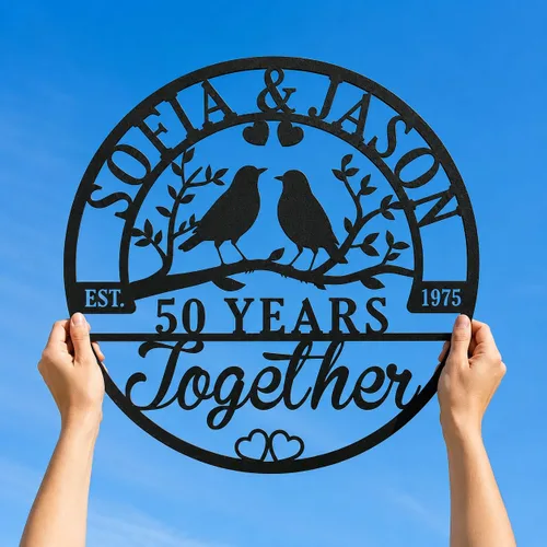 efcustomgifts Regalo personalizado de aniversario de boda para parejas: letreros metálicos de hierro para el número 50, regalo de decoración de